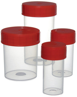 Red Cap Specimen Containers, 25ml, 25D x 80H mm, Polystyrene