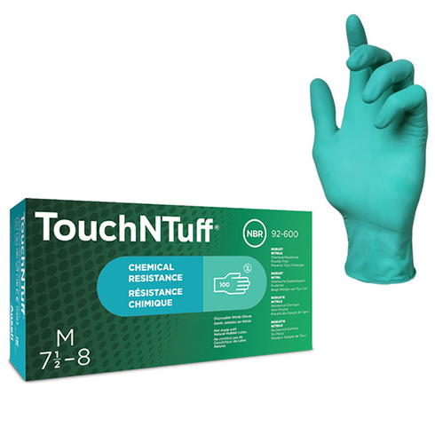 Ansell Touch N Tuff Nitrile Gloves, Green, Powder Free, Non