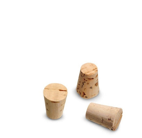 Test Tube Stoppers, Cork, Solid, 8B x 11Tmm, pkt of 100 pcs