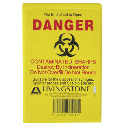 Sharps Disposal Safes, Polypropylene 90ml, Rectangle Yellow