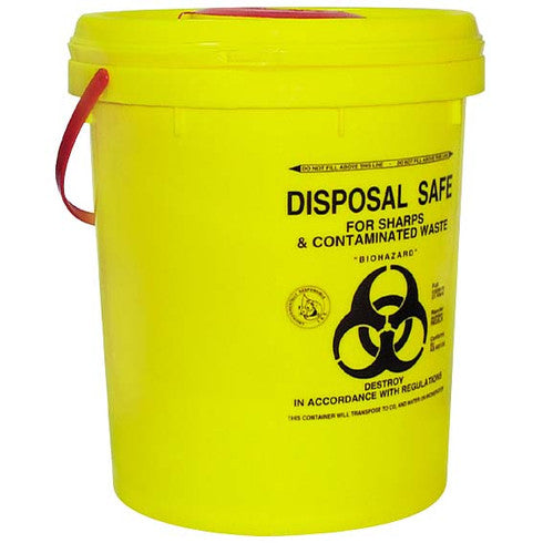 Needles Sharps Waste Collector, 23 Litres, with Screw Lid an