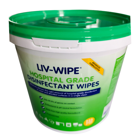 Liv-Wipe Hospital Grade Sanitiser Disinfectant Wipe, 20 x 30