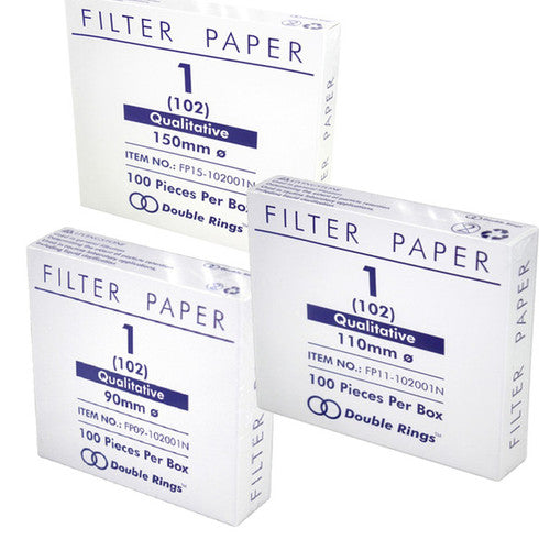 Filter Paper, Qualitative, No.1 Medium Speed, Dia, 8~10um Pore Size, Biodegradable, Box of 100 - All Sizes