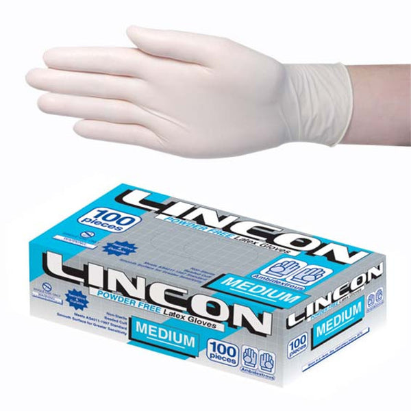 Lincon Biodegradable Latex Examination Gloves, AS/NZ, Powder Free, Cream Colour - All Sizes