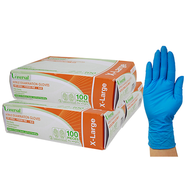 Universal Nitrile Examination Gloves, AS/NZ, Powder Free, Blue Colour - All Sizes