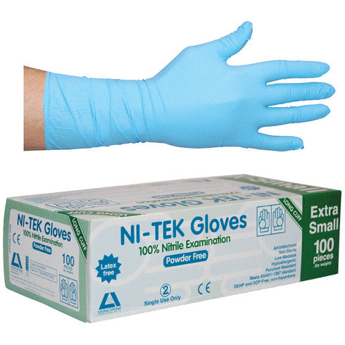 Ni-Tek Nitrile Gloves, Long Cuff 300mm, AS/NZ, Powder Free,