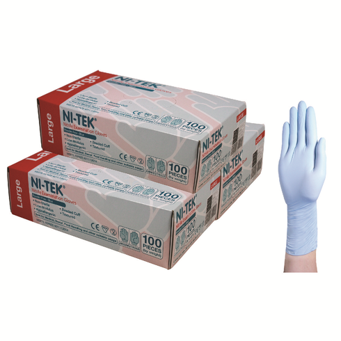 Ni-Tek Nitrile Gloves, AS/NZ, Malaysian, Powder Free, Large,