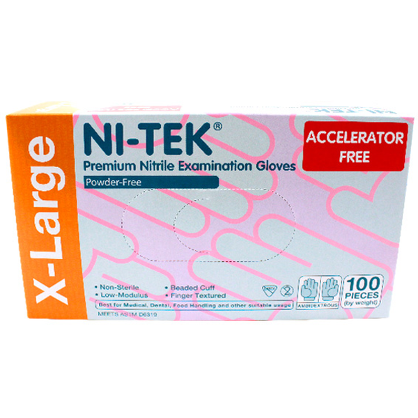 Ni-Tek Nitrile Accelerator Free Gloves, Powder Free, Blueple Colour - All Sizes