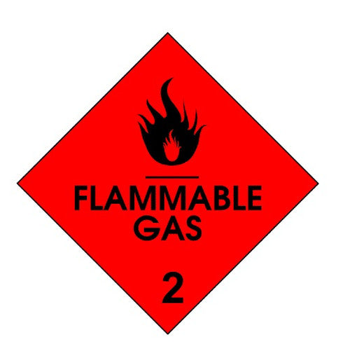 Safety Stickers, Hazchem, 50 x 50mm, Class 2, Flammable Gas,