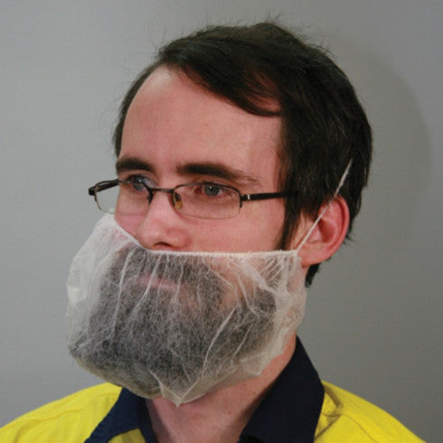 Beard Cover, Disposable, White, One Loop (behind head), 12GS