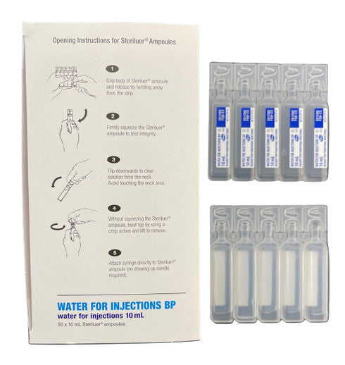 Pfizer Water for Injection BP 10ml Steriluer Ampoules (25020010) 50 per Box