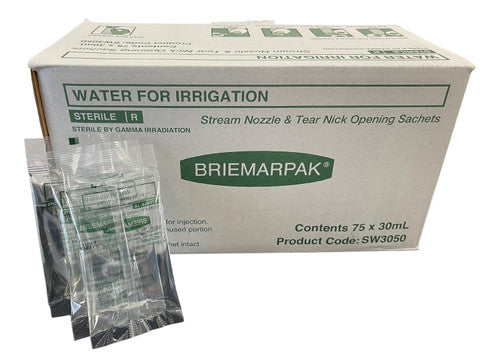 Water For Irrigation, 30ml Sachet, 75 per Box