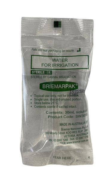 Water For Irrigation, 30ml Sachet, 75 per Box