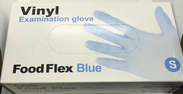 Vinyl Examination Gloves Blue, Powder Free Non-Sterile - All Sizes