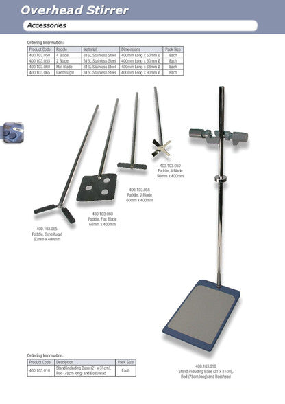 Stirrer Overhead, Stirring Volume: Up to 40L (in relation to H20)