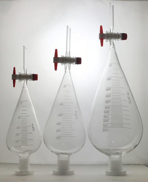 Separating Funnel Squibb PTFE (Teflon) Stopcock Graduated with 19/26 socket Borosilicate Glass- 7 Sizes